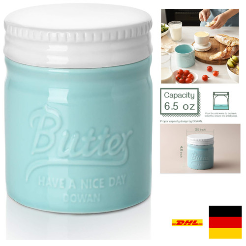 Butterdose keramik blau - keramik, mit